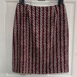 Ann Taylor Red and Navy Patterned Pencil Skirt